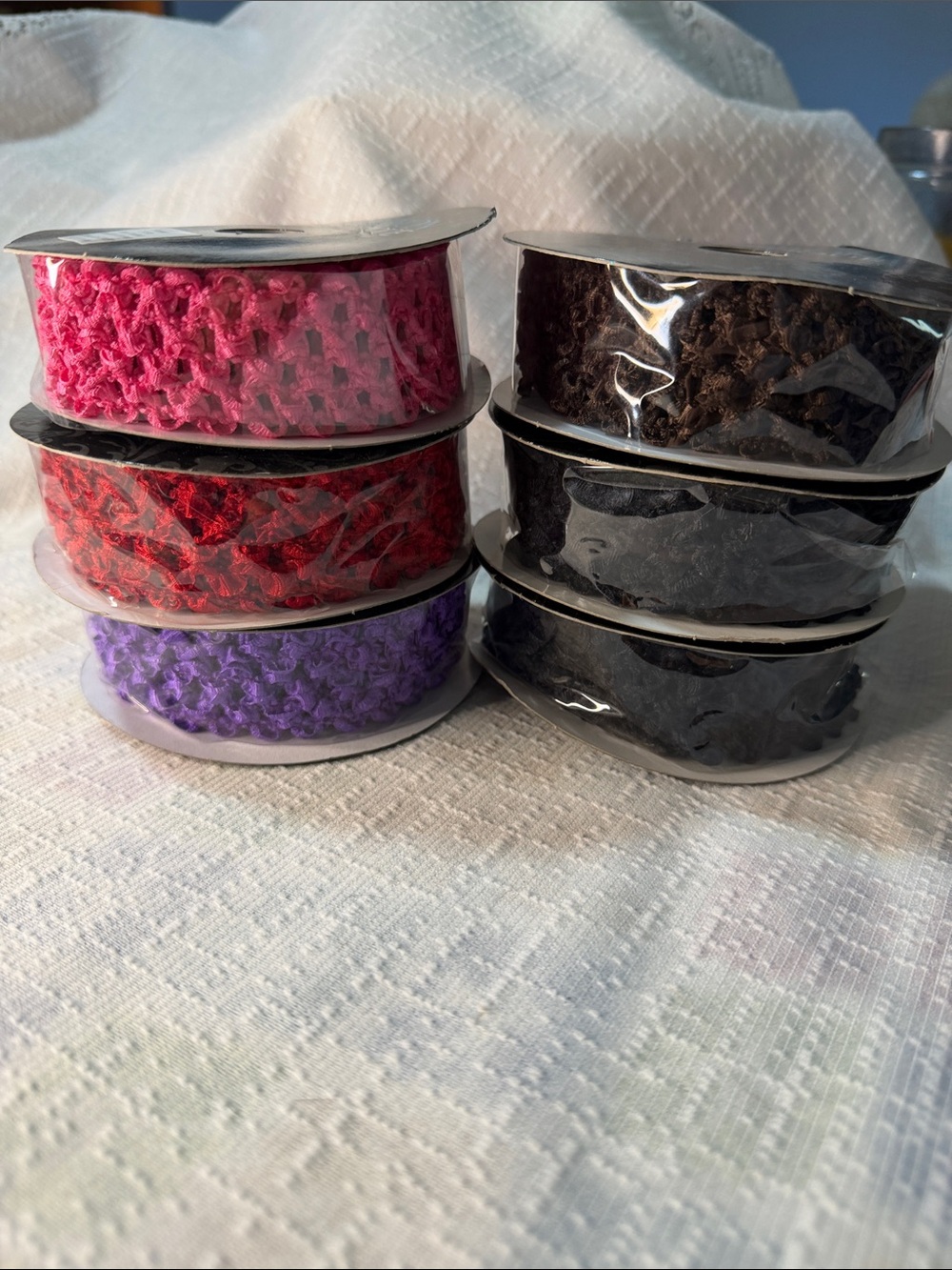 Versatile Crochet Lace Ribbon Trim - Pink, Red, Purple, Brown, Black